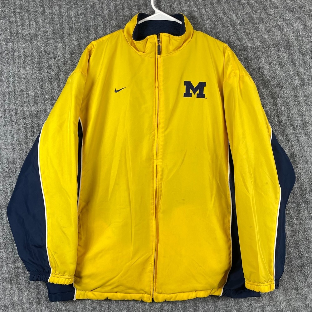 Vintage Nike Michigan Wolverines Jacket Mens‎ L Maize Blue Reversible Swoosh Y2K